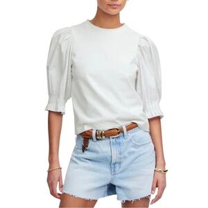 MADEWELL Hazel Femme Puff Sleeved Mixy Top Blouse NWT XXS Classic White